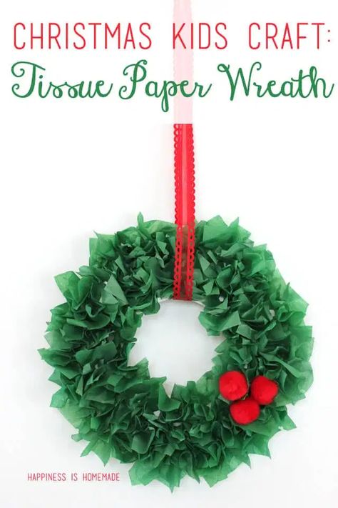 Tissue Paper Wreaths, Paper Wreath Diy, Christmas Reef, Wreaths Design, Origami Christmas Tree, Christmas Wreath Craft, Homemade Holiday Gifts, Tissue Paper Crafts, Christmas Wreaths Diy Easy