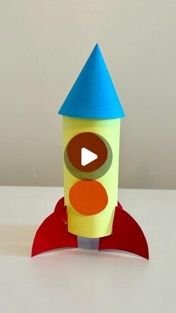 Kids Rocket Craft, How To Make Rocket With Paper, Rocket Ship Craft Preschool, Paper Rockets For Kids, Rocketship Craft, Rocket Craft For Kids, Play Doo, Rocket Ship Craft, Paper Rocket