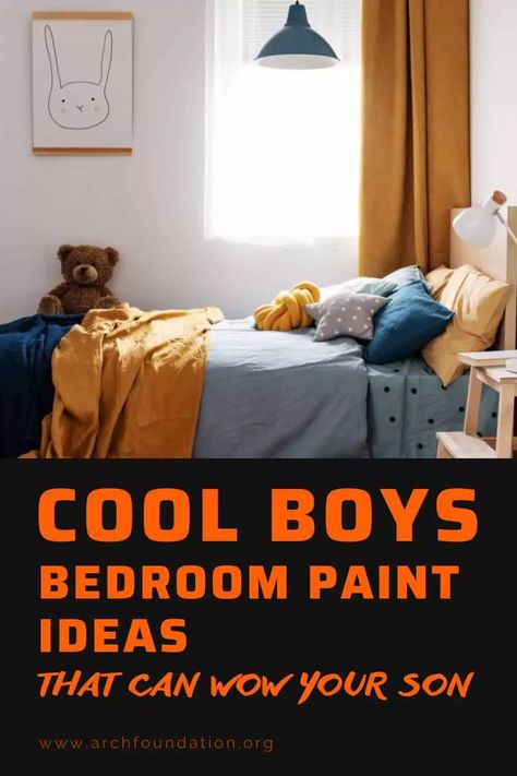 32+ Cool Boys Bedroom Paint Ideas That Can Wow Your Son 2024 Black Light Bedroom Ideas, Preteen Boy Bedroom Design, Paint Colors For Teenage Boys Room, Teen Boys Room Paint Ideas, Cool Bedroom Paint Ideas, Boys Painting Ideas, Teen Boy Paint Colors Bedroom, Boys Room Color Palette, Kids Room Paint Ideas For Boys