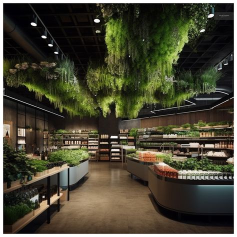 Eco Friendly Shopping Mall, Grocery Market Design, Futuristic Grocery Store, Organic Market Design, Super Market Design, Market Interior Design, Supermarket Interior, Store Counter Design, Market Interior