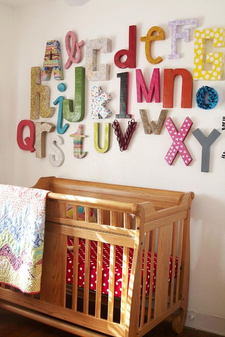 how to make your own decorative letters....time consuming but maybe for initials it would be cool and not so overwhelming Alphabet Nursery, Baby Room Wall, Alphabet Wall, Diy Nursery, Okie Dokie, Decorating Shelves, Decorative Letters, Letter Wall, Décor Diy