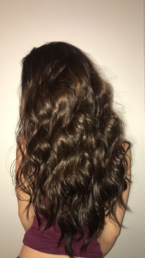 Waist Length Brunette Hair, Healthy Long Wavy Hair, Long Dark Brown Wavy Hair Natural, Healthy Wavy Hair Aesthetic, Wavy Curly Brown Hair, Hair Color Ideas For Wavy Hair, Brown 2c Hair, Super Long Wavy Hair, 2b Long Hair