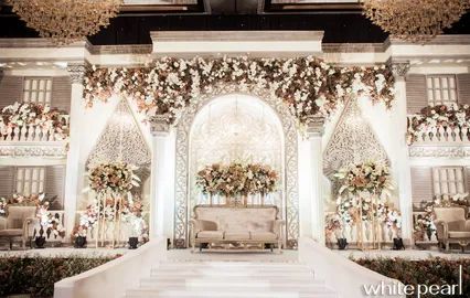 The Westin Jakarta Java Ballroom 2023.07.01 by White Pearl Decoration Wedding Ballroom Decor, Dekor Pelaminan, Pelamin Nikah, Indoor Wedding Decorations, Engagement Stage Decoration, Nikah Decor, Reception Stage Decor, Wedding Hall Decorations, Reception Backdrop