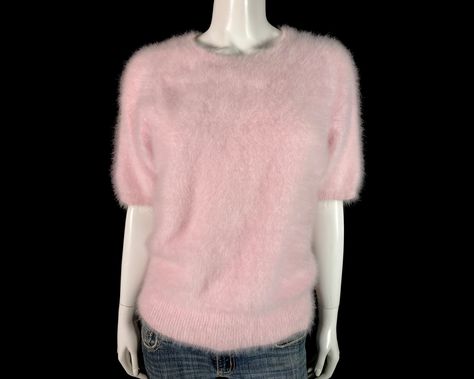 80% Angora Fuzzy NORDSTROM Pink Short Sleeve Pullover Sweater 38"-Bust Pink Fuzzy Sweater, Light Pink Sweater, Angora Sweater, Vintage Calvin Klein, Calvin Klein White, Town Square, Zippered Sweater, Cardigan Sweater Jacket, Fuzzy Sweater