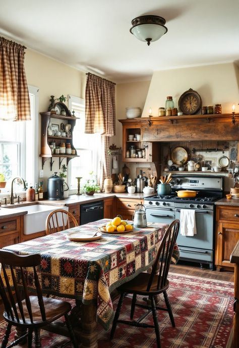 Rustic Kitchen Old Country Kitchen Southern Style, Homestead Kitchen Aesthetic, Small Cozy Kitchen Ideas, Homestead Life Aesthetic, Mixed Material Kitchen, Unfitted Kitchen Ideas, Old Kitchen Vintage, Homesteading Aesthetic, Rural Kitchen