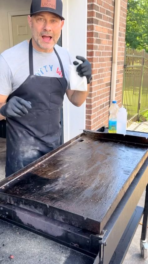 Timothy Clowers | How to clean a flat top griddle! I have been doing it this way for numerous years!!!! #grill #griddle #oil #cleaning #cleaninghacks… | Instagram Outdoor Griddle Station, Electric Griddles & Grills, Gas Griddles, Outdoor Griddle, Griddles & Grill Pans, Blackstone Grill, Flat Top Griddle, Easy Grilling, Blackstone Griddle