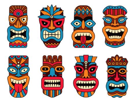 collection,face,vintage,religious,ethnic,illustration,mask,vector,hawaiian,ancient,sculpture,of,head,god,icon,retro,art,background,hawaii,primitive,set,element,wooden,tropical,idol,traditional,indigenous,sign,creative,pattern,artwork,ethnicity,carving,style,drawing,and,symbol,isolated,graphic,culture,carved,tiki,statue,exotic,native,design,african,totem,object,flat,polynesian,tribal Tiki Head Drawing, Totem Pole Drawing, Polynesian Mask, African Totem, Tiki Artwork, Tiki Hawaii, Tiki Faces, Tiki Man, Tiki Head