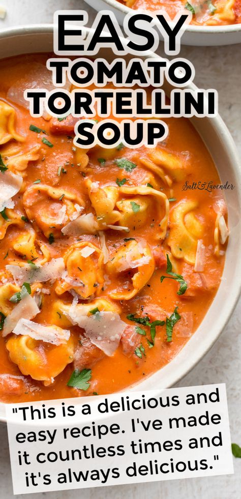 If you love pasta in soup, this easy tomato tortellini soup recipe is right up your alley! It's quick, simple, and ready in just over 30 minutes! Canned Spinach, Best Fall Soup Recipes, Tomato Tortellini, Quick Soup Recipes, Tomato Tortellini Soup, Quick Soup, Tortellini Recipes, Fall Soup Recipes, Cold Soup