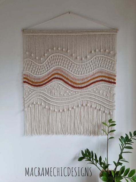 JACINTA : Contemporary Macrame Modern Macrame Macrame Wall Hanging Large Macrame Textile Art Fibre Art Woven Tapestry - Etsy Horizontal Macrame Wall Hanging, Framed Macrame Wall Art, Large Macrame Wall Hanging Tutorial, Landscape Macrame, Unique Macrame Ideas, Big Macrame Wall Hanging, Outback Landscape, Macrame Wall Plant Hanger, Macrame Modern