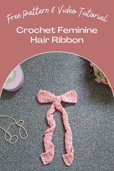 Crochet Hair Ribbons Free Pattern, Crochet Ribbon Hair Tie, Crochet Hair Bows Free Pattern, Crochet Ribbon Pattern, Ribbon Crochet Pattern, Crochet Hair Accessories Free Pattern, Crochet Hair Ribbon, Hairband Tutorial, Vintage Hair Scarf