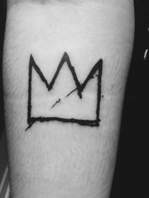 Abstract Crown Tattoo, Basquiat Crown Tattoo, Crown Tattoo Meaning, Jean Michel Basquiat Crown, Basquiat Tattoo, Basquiat Crown, Jm Basquiat, Small Tats, Crown Tattoo