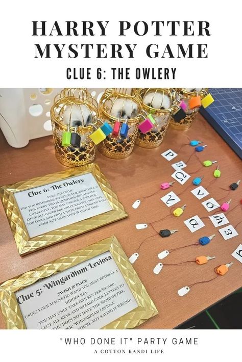 Free the Owls when you make it the Clue 6, The Owlery! For Cash’s 10th (9 3/4) Birthday, he challenged me to create an entire Escape Room themed around Harry Potter. After completing the previous Clue and collecting their keys, wizards had to face down some O.W.L.S level study questions to get a chance at the cages. For every correct answer the kids got to go try a key and unlock an owl. Party Game Ideas, Activities, Themes, Ideas, Harry Potter Steam Activities, Harry Potter Prize Ideas, Harry Potter Mystery Game, Harry Potter Club Ideas, Harry Potter Birthday Party Activities, Harry Potter Party Games For Kids, Harry Potter Escape Room, Harry Potter Sleepover, Harry Potter Party Games