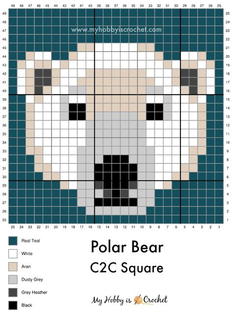 Polar Bear C2C Graph Bear Knitting Chart, Crochet C2c Pattern, C2c Crochet Pattern Free, Pixel Crochet, Pola Kristik, Mini Cross Stitch, Pixel Pattern, Cross Stitch Cards, Pixel Art Pattern