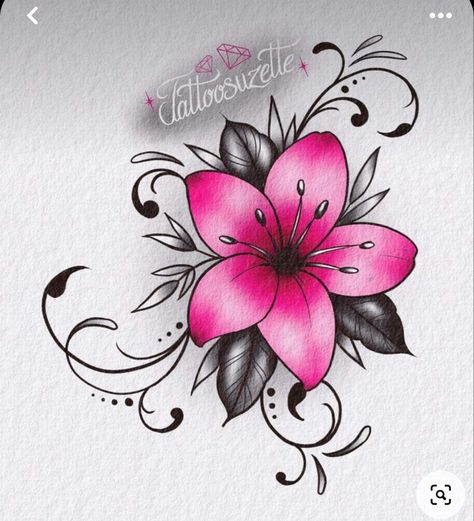 Unique Flower Drawing, Pink Flower Tattoo, Heartless Tattoo, Rose Drawing Tattoo, Flower Tattoo Drawings, Flower Pattern Drawing, Beautiful Flower Drawings, Tattoos For Women Flowers, Flower Drawing Design