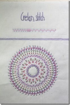 hugs'n kisses: Stitched Sunday – The Cretan Stitch...lots of quilting and stitching information. Cretan Stitch Embroidery, Crazy Quilt Stitches, Learning To Embroider, Embroidery Tips, Stitch Tutorial, Embroidery Tutorial, Hand Embroidery Projects, Stitch Book, Needlework Embroidery