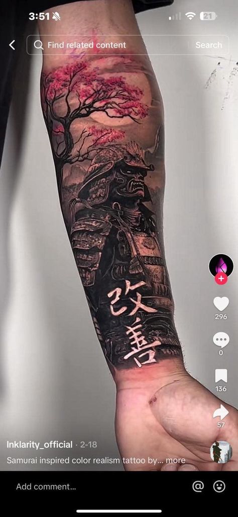 Cool Samurai Tattoos, Asian Style Tattoos Japanese Art, Couples Japanese Tattoos, Japanese Sleeves For Women, Asian Half Sleeve Tattoo, Hawaii Sleeve Tattoo, Japanese Style Forearm Tattoo, Samari Tattoos For Men, Samurai Full Sleeve Tattoo