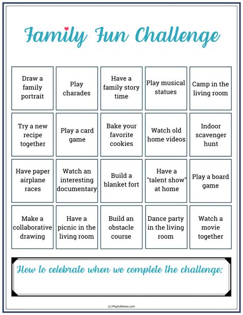 family fun challenge - ideas for fun family activities at home Family Night Activities, Fall Family Fun, Family Challenge, Family Bonding Activities, Challenge Ideas, Family Fun Night, Bonding Activities, Family Fun Games, Stuck At Home