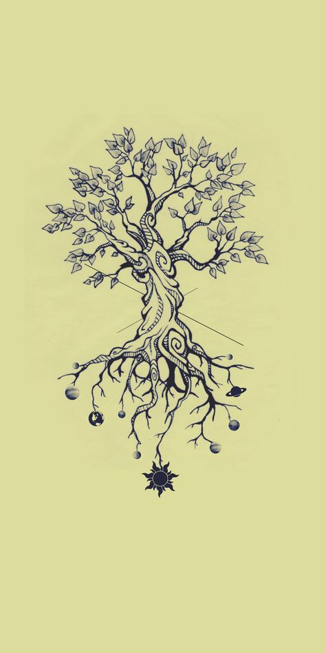 Tree holding planets tattoo sketch Tree Tattoo Drawings, Dr Tattoo, Roots Tattoo, Earth Tattoo, Tattoo Tree, Neotraditional Tattoo, Planet Tattoos, Tree Tattoo Designs, Inspiration Tattoo