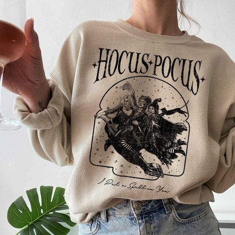 Hocus Pocus Sweatshirt Hocus Pocus Sweatshirt, Dark Blue Sweater, Maroon Sweater, Fall Fits, Gildan Sweatshirts, Long Sleeve Jersey, Halloween Sweatshirt, Sand Color, Diy Shirt