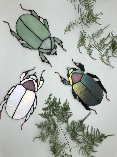 Stained Glass Insects, Stained Glass Beetle, Stained Glass Bugs, Stained Glass Bunny, Tiffany Vitray, Oddities Decor, Stained Glass Gifts, Greenville South Carolina, Stained Glass Diy