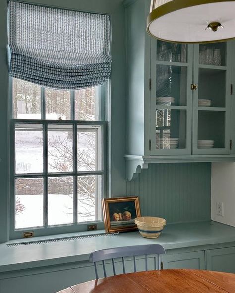 Wovn Home | Custom Window Treatments on Instagram: "We’re excited to see ‘Petunia Wave’ (our exclusive print designed in collaboration with @marikameyertextiles) going up in this beautiful blue and white kitchen. This space features our Soft Roman shades, which feature a soft, draped curved edge, giving this kitchen upgrade a little more effortless charm. We can’t wait to see the results and love seeing your in progress projects and process shots. Be sure to tag @wovnhome #wovnhome, we regularly feature our favorites 😉" Roman Shade Over Kitchen Sink, Roman Shades Kitchen, Over Kitchen Sink, Ripplefold Draperies, Blue And White Kitchen, Colorful Space, Roman Shade, Kitchen Upgrades, Custom Window Treatments