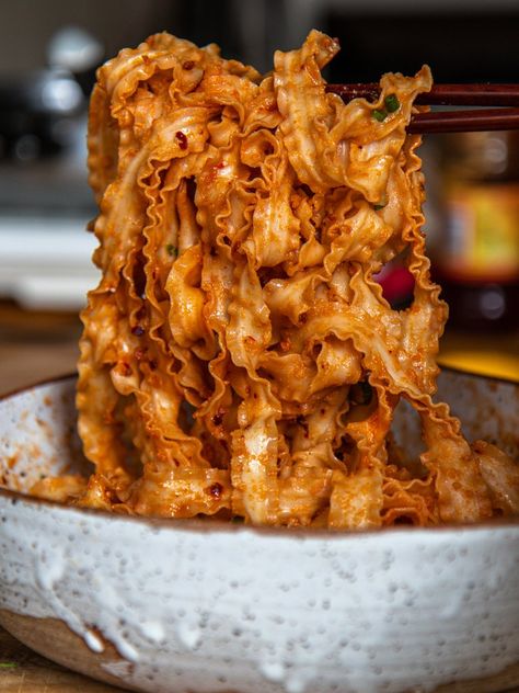 RECIPE: 5 Minute Spicy Sichuan Peanut Noodles | Fly By Jing Abura Soba, Filipino Lechon, Tea Cheesecake, Filipino Spaghetti, Spicy Rigatoni, Cooking Noodles, Chicken Artichoke, Oil Noodles, Spicy Peanut Noodles