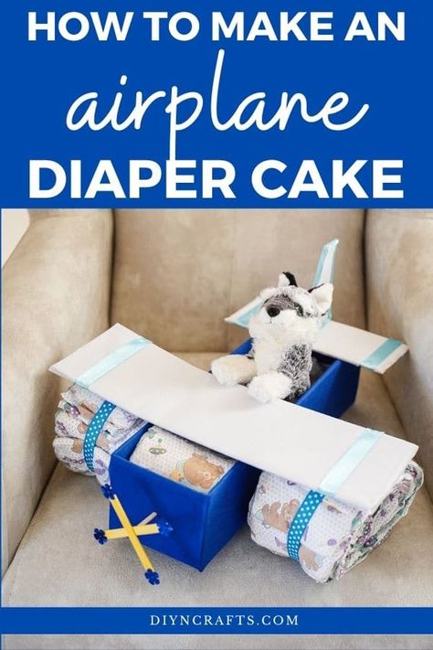 Airplane Diaper Cake, Airplane Baby Shower Theme, Baby Bump Cakes, Unique Diaper Cakes, Travel Baby Showers, Airplane Baby Shower, Diaper Gifts, Nappy Cake, Airplane Baby