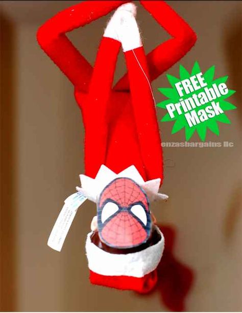 Printable for Elf on the Shelf: Spider-man's mask. Elf Classroom, Elf Mischief, Printable Mask, Spiderman Mask, Printable Masks, Awesome Elf On The Shelf Ideas, Elf Antics, Elf Fun, Christmas Preparation