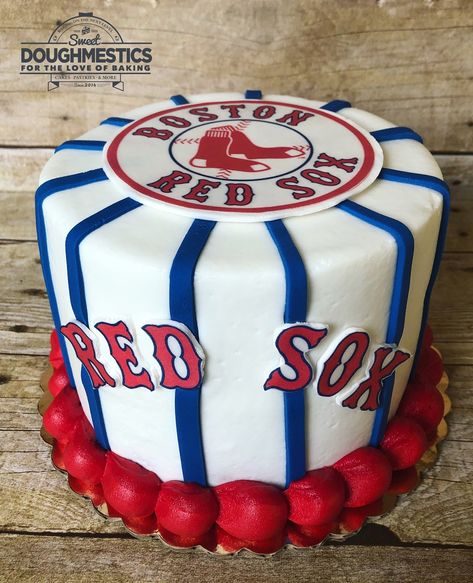 Red Sox cake by Sweet Doughmestics Red Sox Cake, Pastry Cake, Pastry, Birthday Cake, Baking, Cake, Birthday, Red