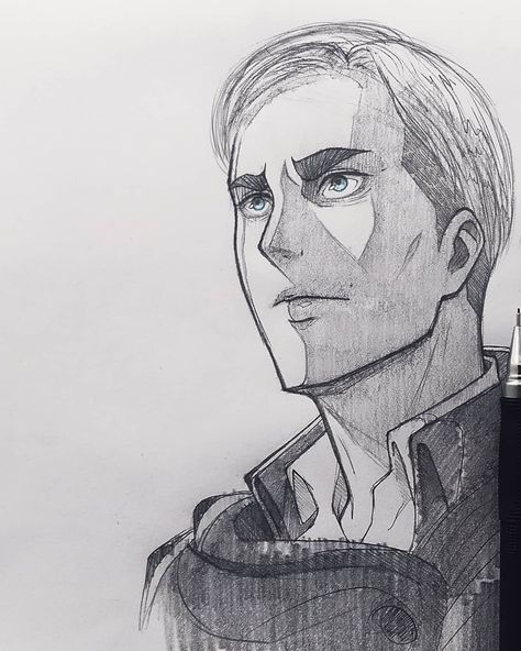 Ryvvern on Instagram: “Erwin Smith. エルヴィン・スミス. Shinzou sasageyo! 🐉. Used: auto pencil 0.5mm., 7B. Ref:anime./edited. •. •. •. •. •. •. •. •. •. •. •. •.…” Erwin Attack On Titan, Prismacolor Art, Erwin Smith, Drawing People Faces, Attack On Titan Season, Painting Art Lesson, Cartoon Tattoos, Attack On Titan Art, Iphone Wallpaper Vintage