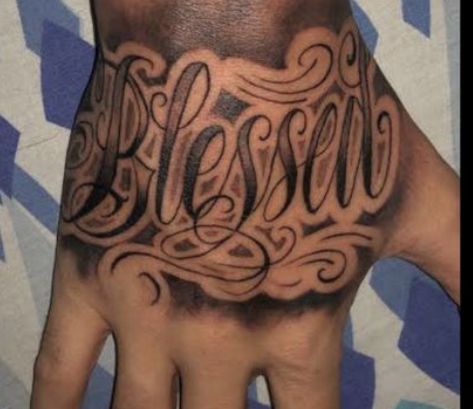 Blessed Tattoo For Men, Blessed Tattoo, Blessed Tattoos, Tattoo Lettering Alphabet, Tattoo Ideas Males, Chicano Style, Tattoos Arm, A T, Chicano Style Tattoo