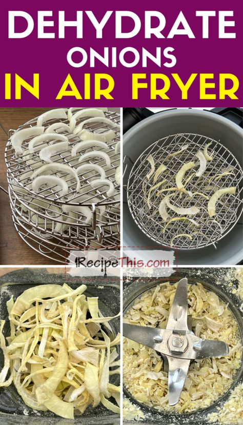 Dehydrated Onions In Air Fryer Dehydrate With Air Fryer, Dehydrating In Air Fryer, Onions In Air Fryer, Drying Onions, Dehydrated Bananas, Dehydrating Food Storage, Soup Maker Recipes, Onion Casserole, Philips Air Fryer