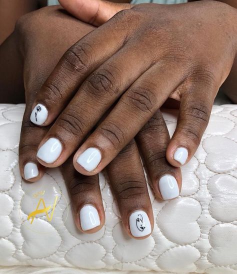 White Natural Nails With Designs, Natural White Nails, White Fingernails, White Gel Manicure, Gel On Natural Nails, Natural Gel Nails, Nail Pops, Gel Manicure, White Nails