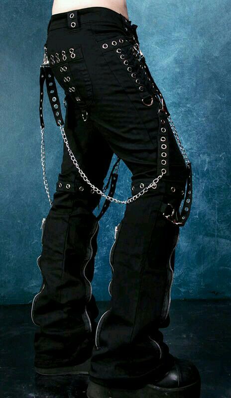 Trip Pants Goth, Visual Kei Pants, Chained Pants, Emo Clothes 2000s, Goth Trousers, Trip Pants, Emo Mode, Punk 2000s, Punk Trousers