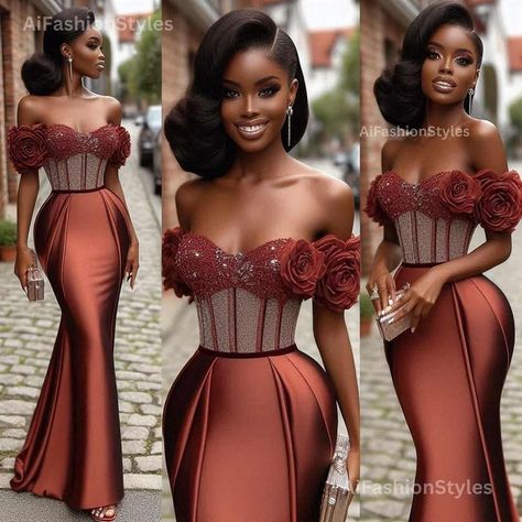 AiFashion Design | #workwearstyle | Instagram Ruracio Dresses, Braids Maid Dresses, Brocade Styles, English Gown, Bride Reception Dresses, Lace Princess Wedding Dresses, African Chic, Classy Gowns, High Fashion Dresses