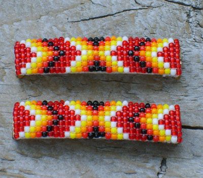 Gemstone Jewelry Indian, Beaded Barrettes, Beaded Headbands, Native Designs, Native American Beadwork Patterns, Native Beading Patterns, Bead Hair Accessories, Native American Jewelry Navajo, Beaded Hair