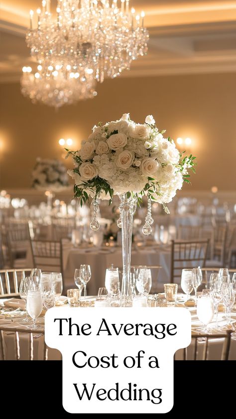 A beautifully decorated wedding venue with tables set for a reception, highlighting the various elements that contribute to the average cost of a wedding. 25000 Wedding Budget, Average Wedding Budget, Wedding Cost Breakdown, Wedding Flowers Cost, Average Wedding Costs, Wedding Budget Breakdown, Wedding Fund, Wedding Budget, Small Intimate Wedding