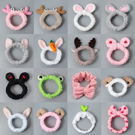 Makeup Mask, Makeup Hairband, Crochet Hairband, Diy Hair Scrunchies, Scrunchies Diy, Crochet Bows, Hair Band For Girl, Animal Cartoon, Rabbit Ears