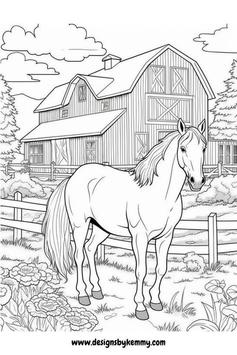 Farm Coloring Pages For Adults, Free Farm Coloring Pages, Free Horse Coloring Pages Printables, Farm Coloring Pages Free Printables, Horse Coloring Pages Free Printable, Coloring Pages Horses, Horse Coloring Books, Bottles Design, Farm Coloring Pages