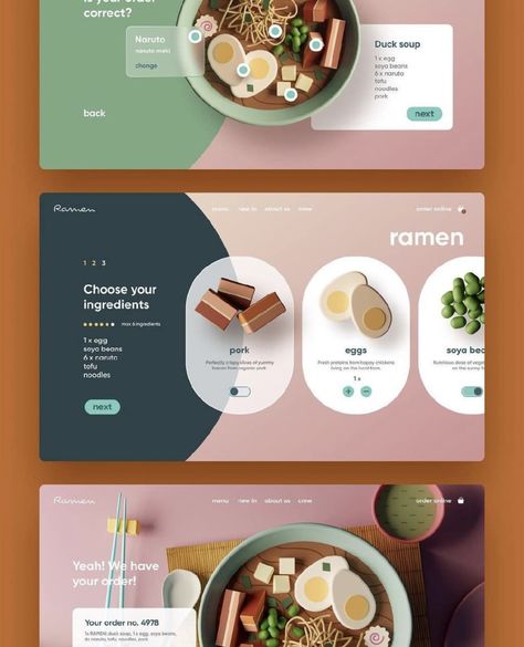 Ramen Dish, การออกแบบ Ui Ux, Food Website Design, Food Web Design, Ui Ux 디자인, Website Design Inspiration Layout, Ui Ux Designer, Webdesign Inspiration, Ui Design Website