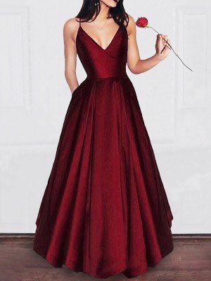 Red Satin Prom Dress, Burgundy Prom Dress Long, Burgundy Homecoming Dress, Burgundy Prom, Graduation Gown, Prom Dresses With Pockets, Satin Evening Dresses, Burgundy Prom Dress, Evening Dresses Plus Size