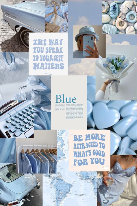 Aesthetic Blue Moodboard, Sky Blue Mood Board, Blue Aesthetic Vision Board Pictures, Blue 2024 Vision Board, 2024 Vision Board Aesthetic Blue, Light Blue Vision Board, Mood Boards Aesthetic Blue, Blue Collage Wallpaper Aesthetic, Blue Aesthetic Vision Board