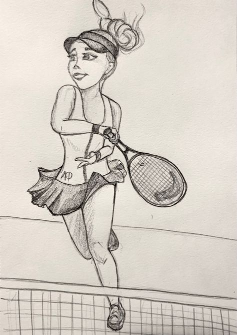 Tennis Sketch, Tennis Drawing, Drawing Of A Woman, Tennis Player, Tennis Players, Drawing Sketches, A Woman, Tennis, Sketch