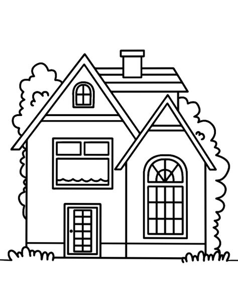 House Outline Drawing, White House Drawing, Simple House Drawing, Black White Illustration, Illustration House, House Outline, Craft Work For Kids, Drawing Scenery, Drawing Software