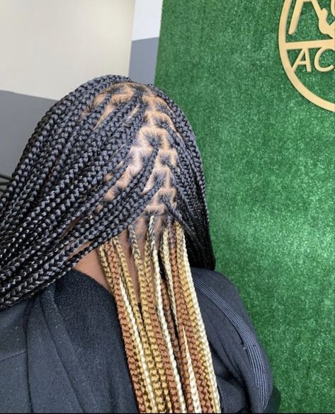 Knotless Box Braids With Peekaboo Color, Pick A Boo Hair Color Ideas Braids, Knotless Braids With Color Patch, Peekaboo Hair Color Black Women Braids, Grey Peekaboo Braids, Honey Blonde Peekaboo Knotless Braids, Small Peek A Boo Knotless Braids, Knotless Braids With Skunk Patch, Skunk Stripe Braids Knotless