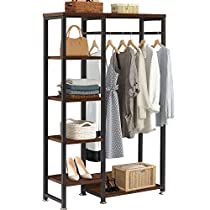 Check this out! Clothing Rack With Shelves, Apartment Bedroom College, Simple Shoe Rack, Amazon Bedroom, Standing Closet, Wood Storage Shelves, Free Standing Closet, Closet Rack, Open Closet