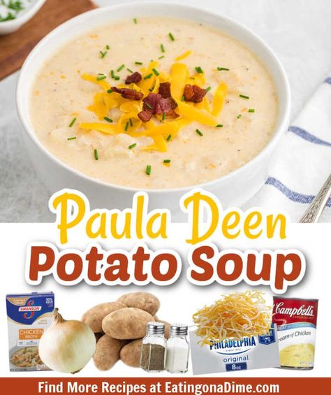 Simple Crock Pot Potato Soup, Paula Deen's Potato Soup Crock Pot, Potato Soup Crock Pot Paula Deen, Paula Deens Crockpot Potato Soup, Betty Crocker Potato Soup, Loaded Baked Potato Soup Paula Deen, Cheesy Potatoes Soup Crock Pot, Easy Loaded Potato Soup Recipe, The Best Cheesy Potato Soup