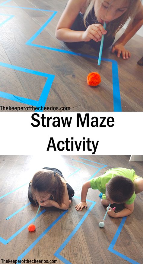 Straw Maze, Straw Activities, Maze Activity, Diy Kids Games, Games Kids, Halloween Activities For Kids, Indoor Activities For Kids, Kids Games, Gross Motor