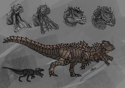 ArtStation - Steam punk dinosaur concept designs , Tassia Horsley Punk Dinosaur, Biomechanical Engineering, Jurassic World 2015, Dinosaur Sketch, Monster Artwork, All Godzilla Monsters, Dragon Sketch, Prehistoric Creatures, Prehistoric Animals