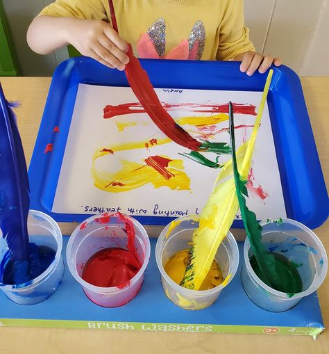 Painting With Feathers, Process Art Preschool, Nursery Activities, Hair Flyer, Toddler Arts And Crafts, Hairstyles Kids, Painting Activities, Daycare Activities, Preschool Art Activities